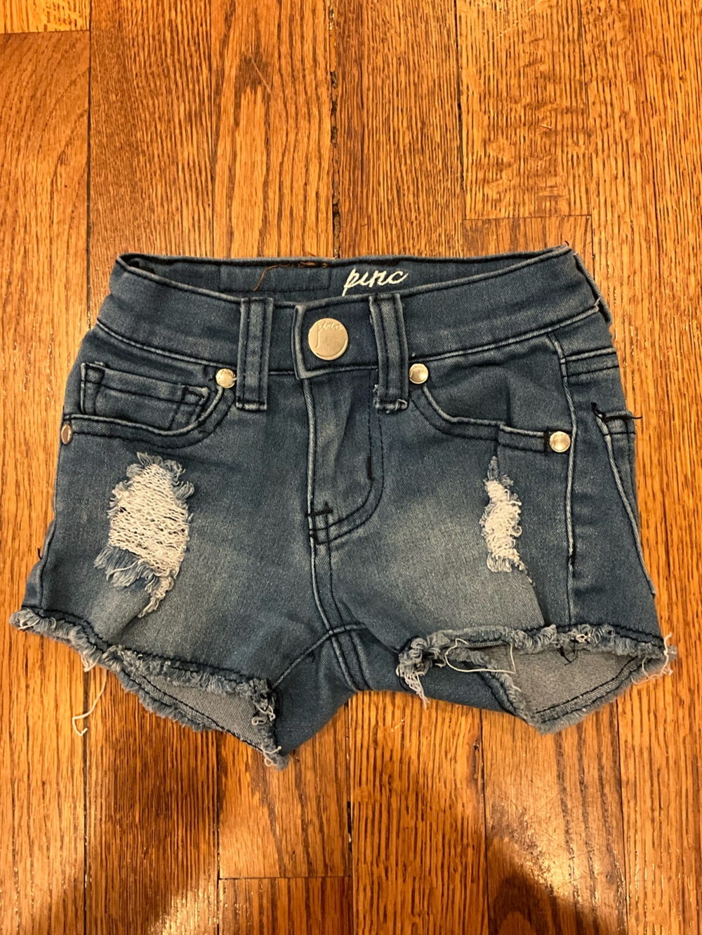 Pinc Blue Distressed Girls Denim Shorts